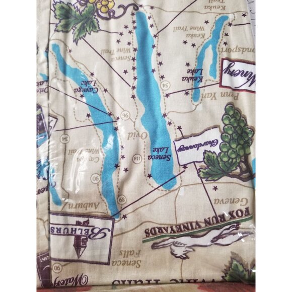 DemCrazy Size M Vintage Finger Lakes Winery Map Print Button-Up Shirt 100% Cotto - Picture 3 of 7
